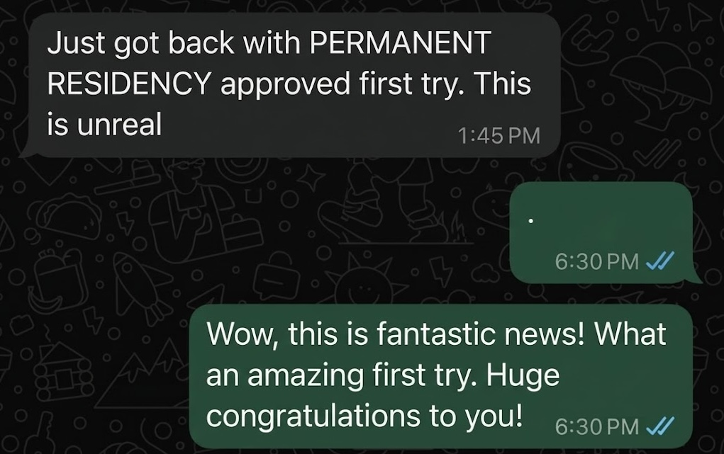 Client WhatsApp message
